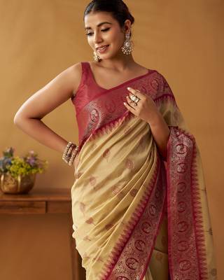 modal fancy cotton saree with pochampalli border & pallu 3