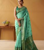 modal fancy cotton saree with pochampalli border & pallu