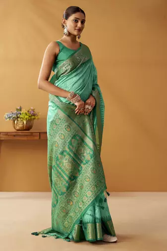 modal fancy cotton saree with pochampalli border & pallu
