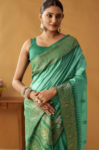 modal fancy cotton saree with pochampalli border & pallu
