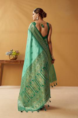 modal fancy cotton saree with pochampalli border & pallu 4