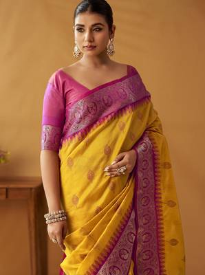 modal fancy cotton saree with pochampalli border & pallu 3