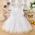 White floral embroidered net fit & flare kids dress
