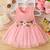 Pink floral embroidered net fit & flare kids dress