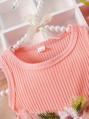 Pink floral embroidered net fit & flare kids dress 3