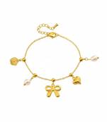 Lily Bow Heart Charms Bracelet | 18K Gold Plated Anti Tarnish Charm Bracelet for Women