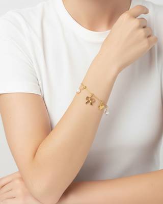 Lily Bow Heart Charms Bracelet | 18K Gold Plated Anti Tarnish Charm Bracelet for Women 2