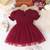 Maroon embellished net fit & flare kids party dress