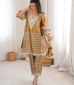  two-tone tissue kurti palazzo set with mirror work & batwa