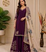 Chinon suit with sequence embroidery gharara & organza dupatta | designer party wear set