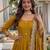 Designer crunchy silk embroidered gown set with dupatta & bottom | zari sequence party wear