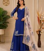Chinon suit with sequin embroidery gharara & organza dupatta 