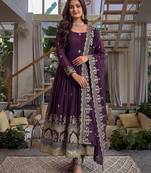  crunchy silk embroidered gown set with dupatta & bottom 