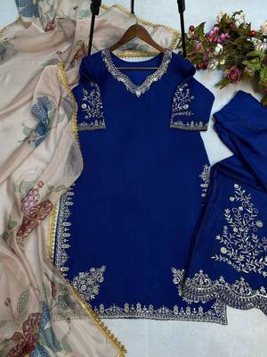 Chinon suit with sequin embroidery gharara & organza dupatta  3