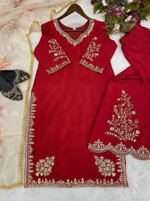 Chinon suit with sequin embroidery gharara & organza dupatta  3