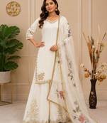 Chinon suit with sequin embroidery gharara & organza dupatta 