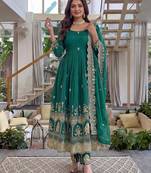  crunchy silk embroidered gown set with dupatta & bottom 