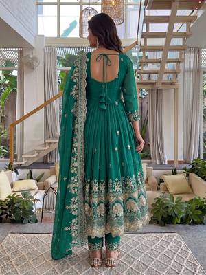  crunchy silk embroidered gown set with dupatta & bottom  4
