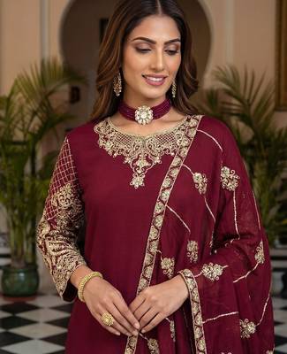  chinon silk kurti set with embroidery coding sequin zari work 3