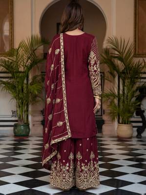  chinon silk kurti set with embroidery coding sequin zari work 4