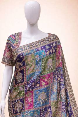 Pure gajji silk blend saree with original embroidery & sequence work | party wear sare 3