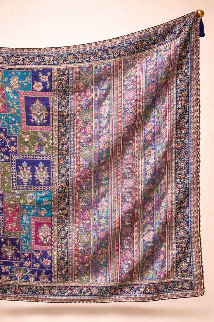 Pure gajji silk blend saree with original embroidery & sequence work 