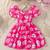 Hot pink floral printed cotton fit & flare kids dress