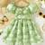 Hot green floral printed cotton fit & flare kids dress