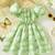 Hot green floral printed cotton fit & flare kids dress