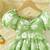 Hot green floral printed cotton fit & flare kids dress