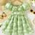 Hot green floral printed cotton fit & flare kids dress
