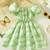 Hot green floral printed cotton fit & flare kids dress