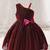 Wine red glitter shimmer net one shoulder party wear kids frock