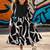 Black & white printed cotton blend casual flared kids midi dress