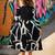 Black & white printed cotton blend casual flared kids midi dress