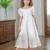 White embroidered cotton puff sleeve maxi girls dress