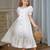 White embroidered cotton puff sleeve maxi girls dress