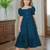 Blue embroidered cotton puff sleeve maxi girls dress