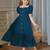 Blue embroidered cotton puff sleeve maxi girls dress