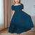Blue embroidered cotton puff sleeve maxi girls dress