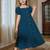 Blue embroidered cotton puff sleeve maxi girls dress