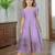 Purple embroidered cotton puff sleeve maxi girls dress