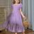 Purple embroidered cotton puff sleeve maxi girls dress