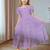 Purple embroidered cotton puff sleeve maxi girls dress