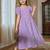 Purple embroidered cotton puff sleeve maxi girls dress