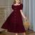 Maroon embroidered cotton puff sleeve maxi girls dress