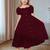 Maroon embroidered cotton puff sleeve maxi girls dress
