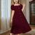Maroon embroidered cotton puff sleeve maxi girls dress
