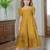 Mastang yellow embroidered cotton puff sleeve maxi girls dress