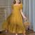 Mastang yellow embroidered cotton puff sleeve maxi girls dress